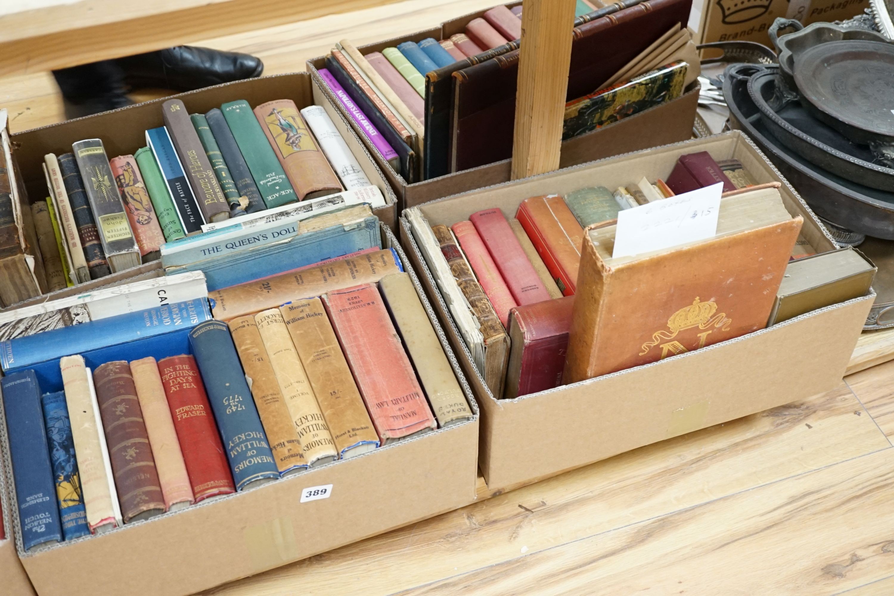 Baring-Gould, S The life of Napoleon Bonaparte, 4 to, red cloth gilt, Methuen, Co.London, 1897 and 6 boxes of books relating to Military history